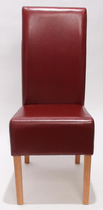 Produktbild Swisshandel24 6x Esszimmerstuhl Küchenstuhl Stuhl Latina, LEDER rot, helle Beine