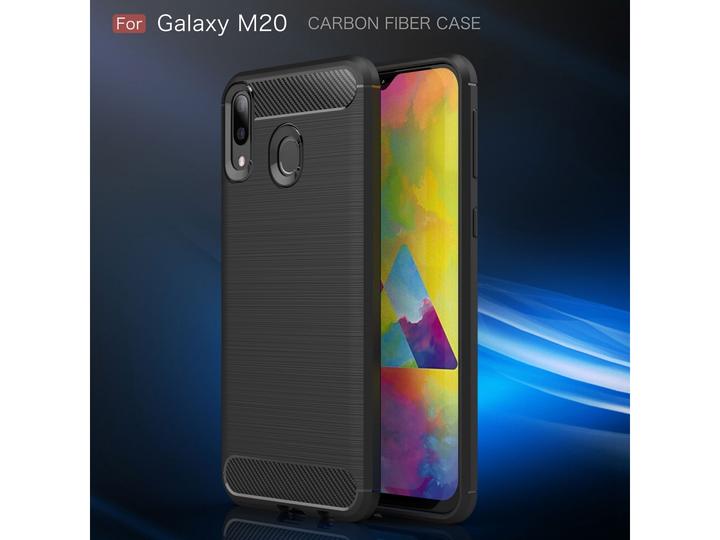Produktbild Screenguard Samsung Galaxy M20 Hülle Carbon Brushed Soft TPU (Samsung Galaxy M20)