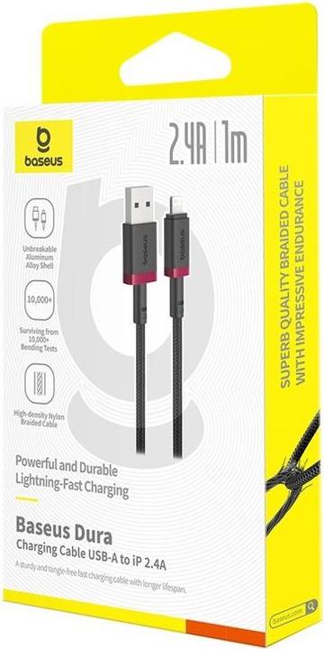 Actual product image Baseus Dura fast charging cable type A to IP 2.4A black red (1 m, USB 2.0)