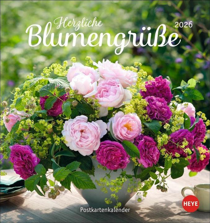 Produktbild Herzliche Blumengrüsse Postkartenkalender 2026 (Harter Einband, Deutsch)