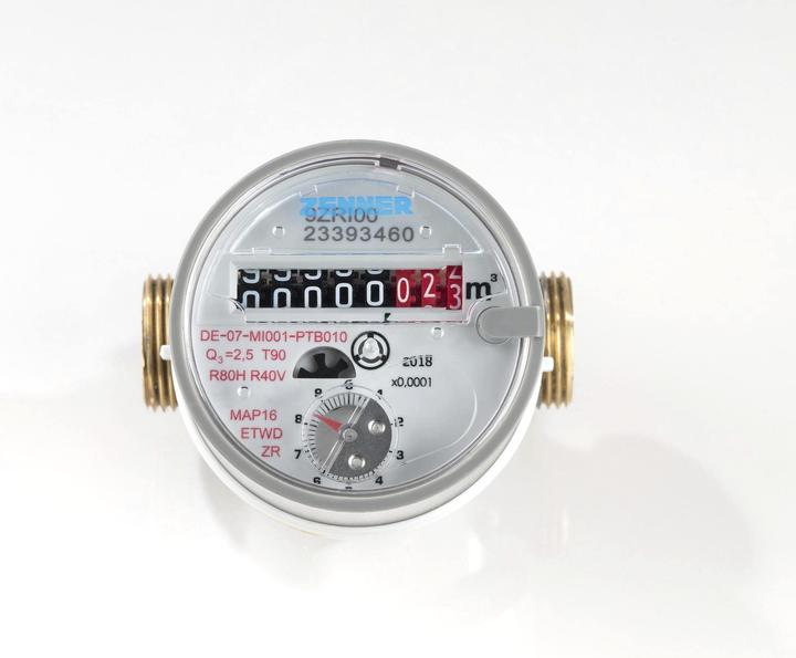 Produktbild Einstrahl Wohnung Wasserzähler für Warmwasser QN 1,5/ R 1/2"/ 80 mm