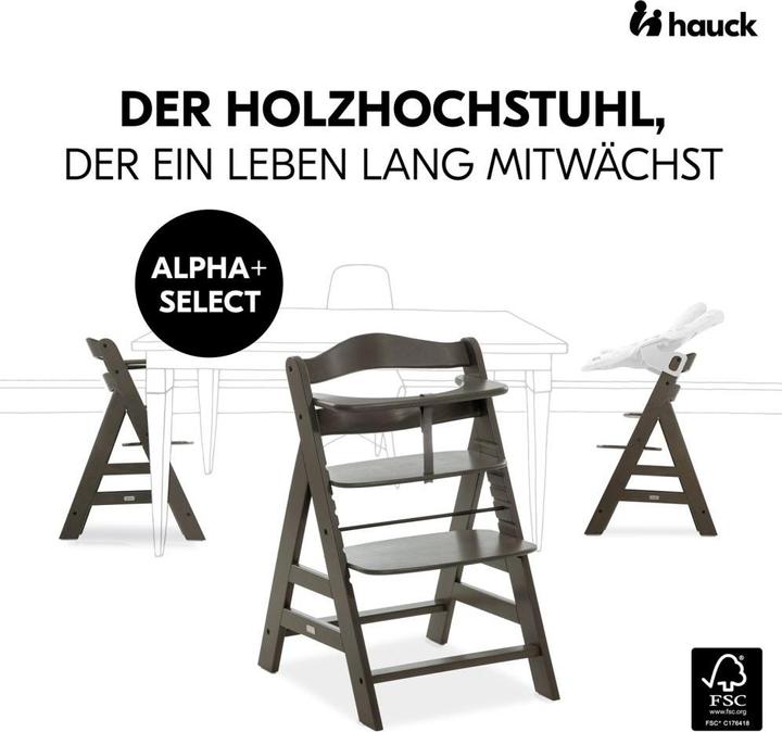Produktbild Hauck Hochstühle Hochstuhl Alpha Plus Select Charcoal - im Sparset (Hochstuhl)
