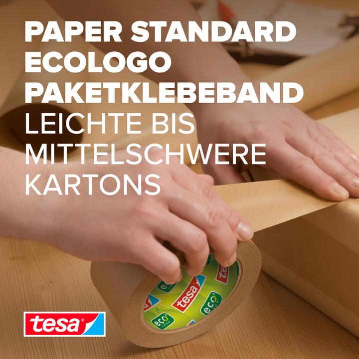 Produktbild tesa 3x tesapack PAPER STANDARD Verpackungsband - 56 % biobasiertes Material - recyclingfreundlich (50 mm)