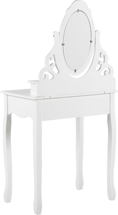 Produktbild Beliani Schminktisch mit ovalem Spiegel Hocker 4 Schubladen weiss AMOUR (39 x 30 x 47 cm)