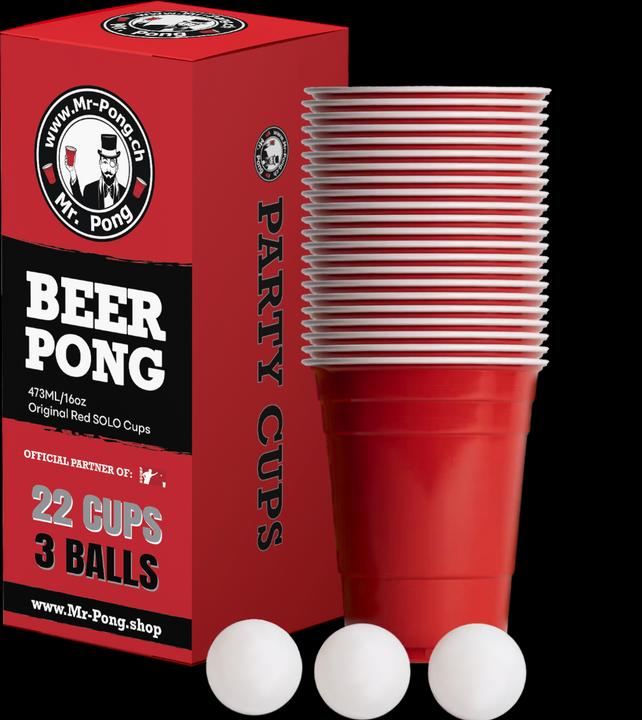 MrPong Beer Pong Set Red SOLO Mug