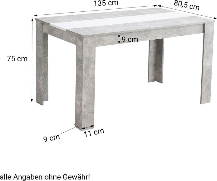Produktbild Homestyle4u Esszimmertisch Holztisch (135 x 80 x 75 cm)