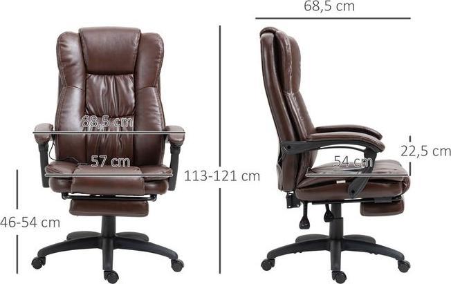 Image du produit Swisshandel24 Chaise de bureau de massage avec 6 têtes vibrantes, fonction couchage, repose-pieds
