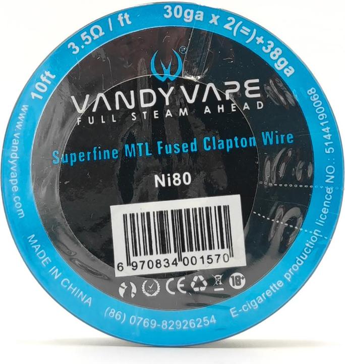 Produktbild Vandy Vape Superfine MTL Fused Clapton Wire Ni80 30ga x 2 + 38ga (1 x)