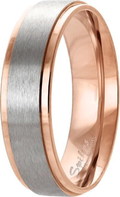Star Piercing Ring rosegold Streifen gebürstet silber (Chirurgenstahl 316L, ohne Messing)