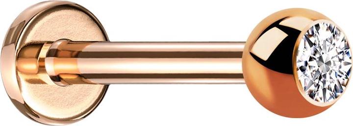 Star Piercing Labret rosegold mit Kugel Kristall silber (ohne Messing, Chirurgenstahl 316L)