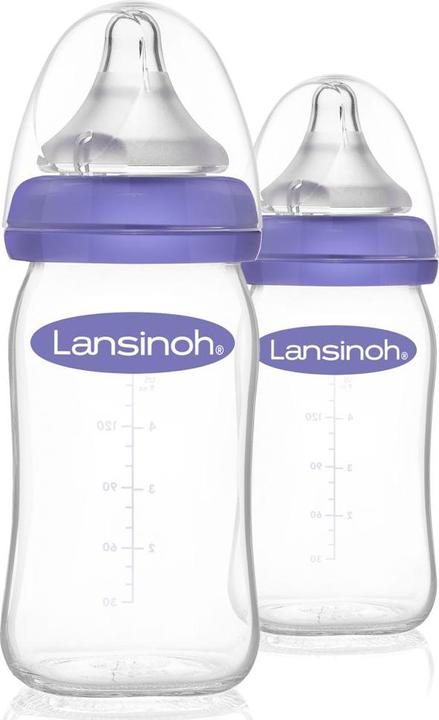 Actual product image Lansinoh Babyflaschen Glas-Flasche 2er Pack 160ml mit NaturalWave® Trinksauger (160 ml)