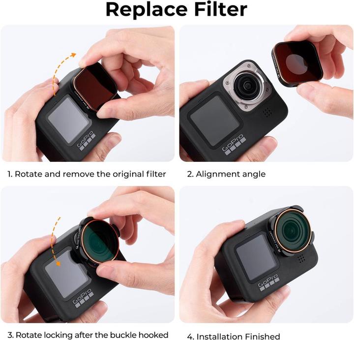 Immagine prodotto K&F Concept Kit filtri CPL+ND (8/16/32/64/1000) (GoPro Hero 9, GoPro Hero 10)