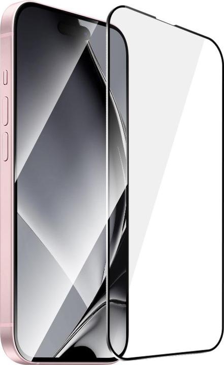 Actual product image OEM Tempered glass metal frame for iPhone 15 6,1" black frame