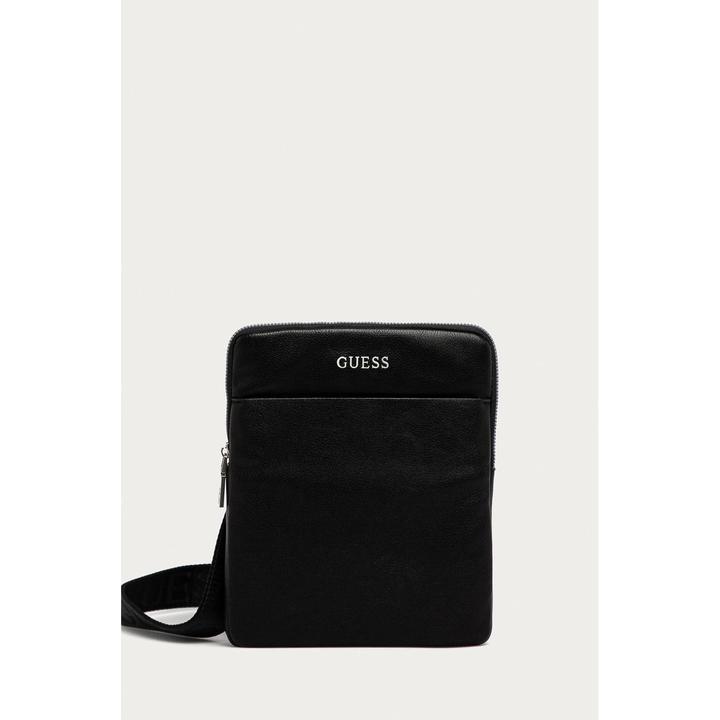 Actual product image Guess Scala, Flat Top Zip, Textile Crossbody Bag, Black, For Men