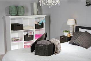 Productafbeelding Curver Basket with lid Rattan Style M dark gray (40 x 29 x 19 cm, 18 l)
