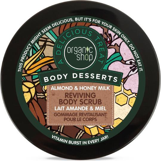 Immagine prodotto Organic Shop Dessert per il corpo Latte di mandorla e miele Scrub corpo rivitalizzante Scrub corpo nutriente con (450 ml)