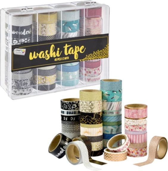 Image du produit Grafix Washi Tape avec boîte de rangement, 40 pcs