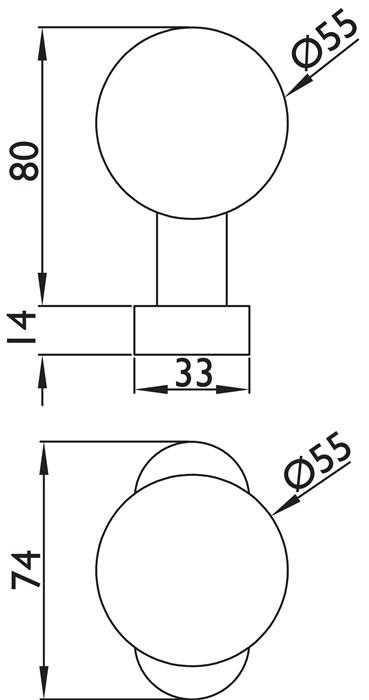 Produktbild Hermat Rahmentürknopf 2085 ( 3000267271 ) Material Edelstahl 60 festdrehbar (Türknopf)