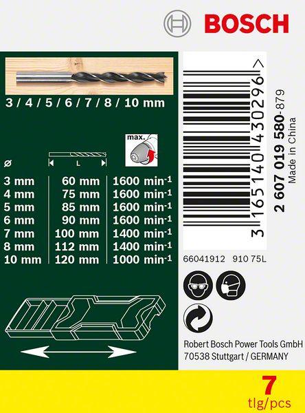Actual product image Bosch Zubehör Wood twist drill set 7 pieces (5 mm, 6 mm, 7 mm, 8 mm, 10 mm, 4 mm, 3 mm)