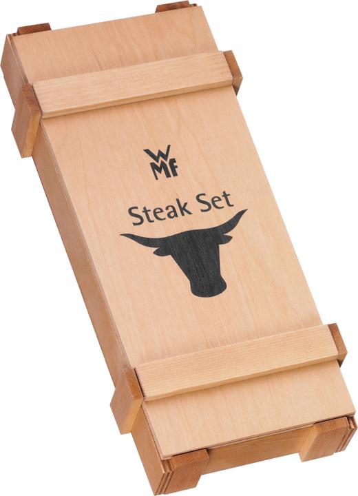 Produktbild WMF Steakmesser Set 6tlg Pizzamesser Kansas Spezialklingenstahl Holzbox (6 Stück, Messer)