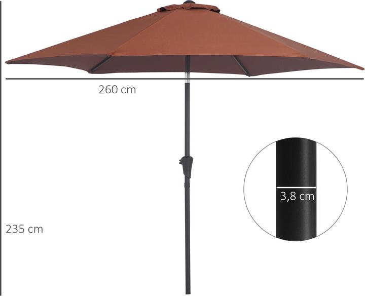 Produktbild Outsunny Sonnenschirm mit Handkurbel (2.60 m)