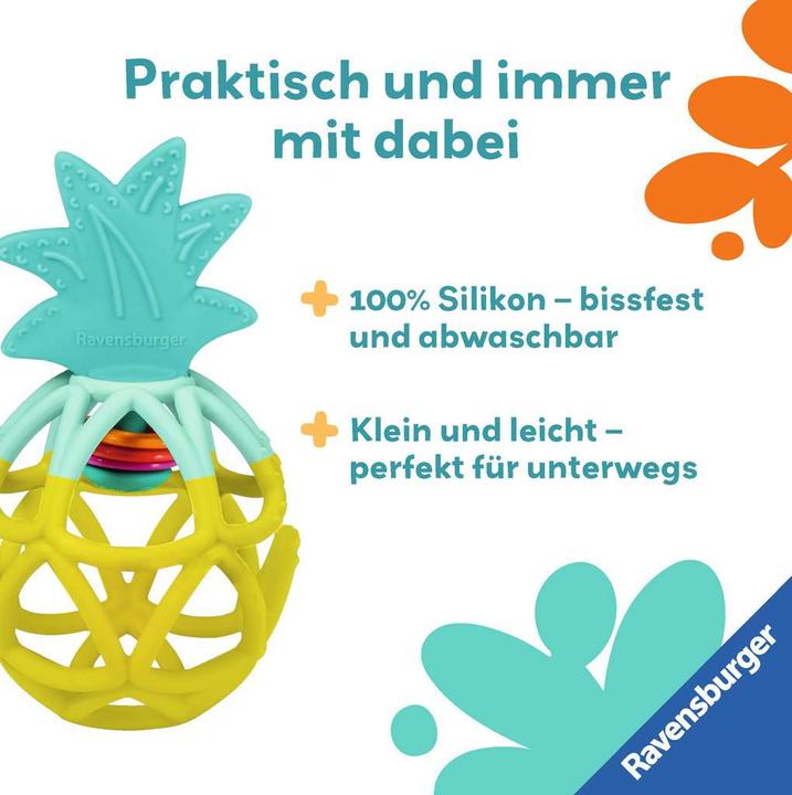 Immagine prodotto Ravensburger 4869 play+ sonaglio da stringere: ananas, aiuto per la dentizione, giocattolo in silicone per