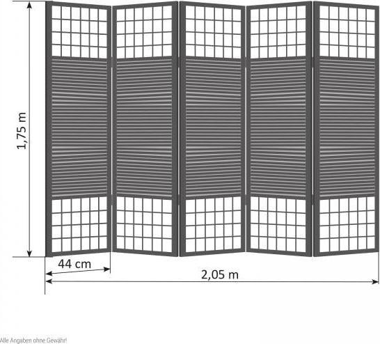 Produktbild Homestyle4u 5fach Holz Paravent Raumteiler span Wand mit Bambus