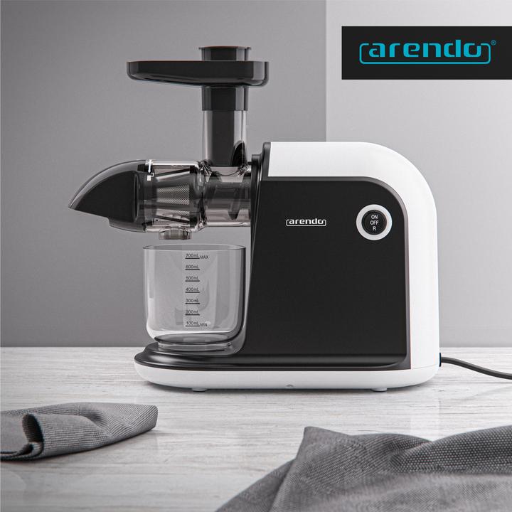 Actual product image Arendo Slow Juicer 150 W, vegetable & fruit juicer electric, stainless steel, 700ml juice jug 1.5l waste