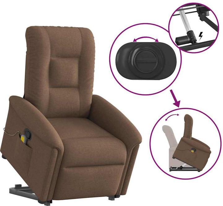 Immagine prodotto VidaXL Poltrona massaggiante con ausilio stand-up in tessuto marrone