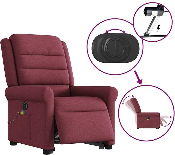 Actual product image VidaXL Electric massage chair with stand-up aid wine red fabric