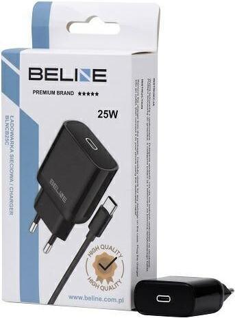 Image du produit Beline Ład. siec. 1x USB-C 25W + câble USB-C czarna /black PD 3.0 BLNCB25C (25 W)