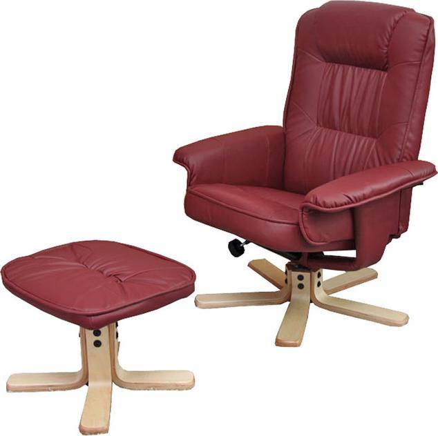 Produktbild Swisshandel24 Relaxsessel Fernsehsessel Sessel mit Hocker Kunstleder - bordeaux
