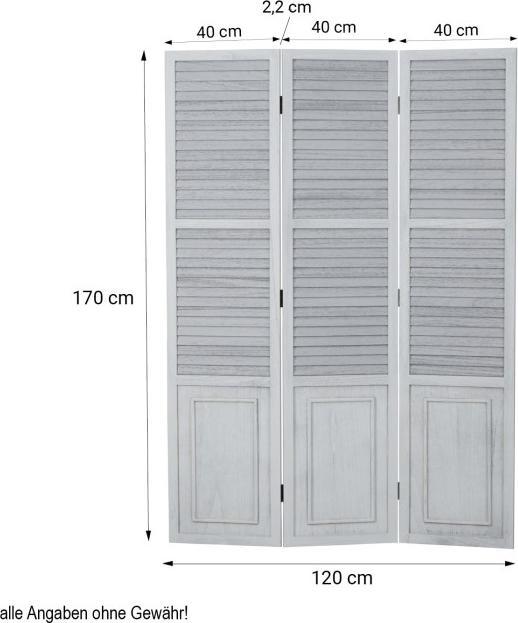 Produktbild Homestyle4u 3 fach Paravent Raumteiler Holz Trennwand spanische Wand Sichtschutz grau