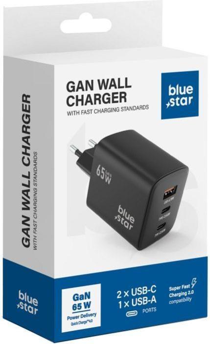 Produktbild Cable Blue Star BLUE STAR travel charger GaN 4A 65W 2 x Type C + USB A PD QC4.0 VT-43 black (65 W)