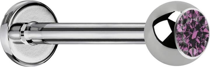 Produktbild Star Piercing Micro Labret silber mit Kugel und Kristall hellviolett (Titan G23, ohne Messing)