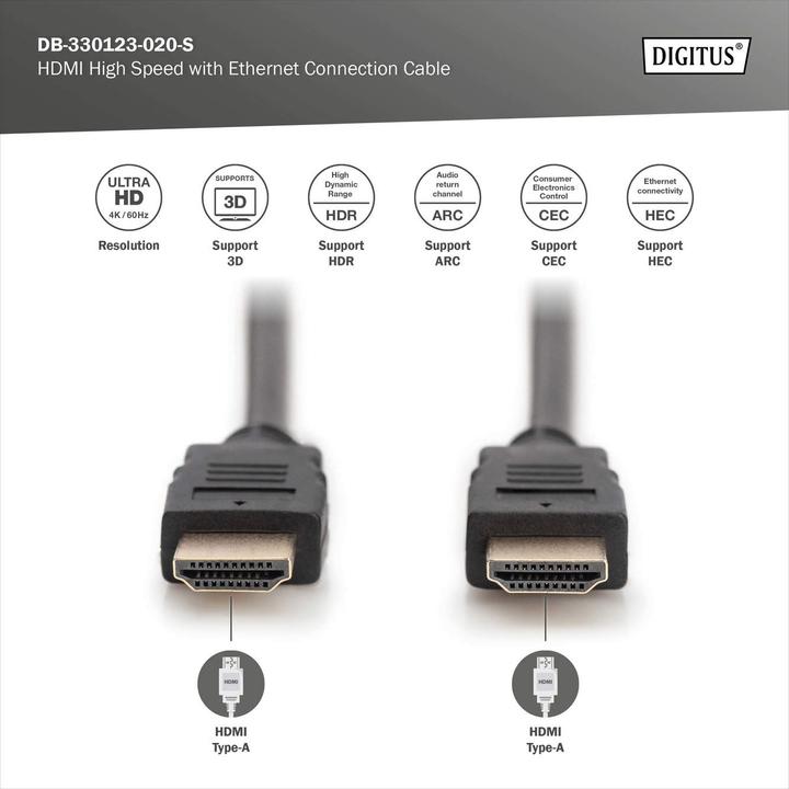 Produktbild Digitus HDMI (Typ A) — HDMI (Typ A) (2 m, HDMI)