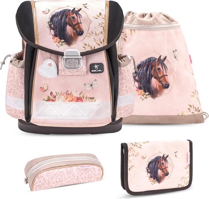 Belmil CLASSY Schulrucksack-Set Horse Chestnut (19 l)