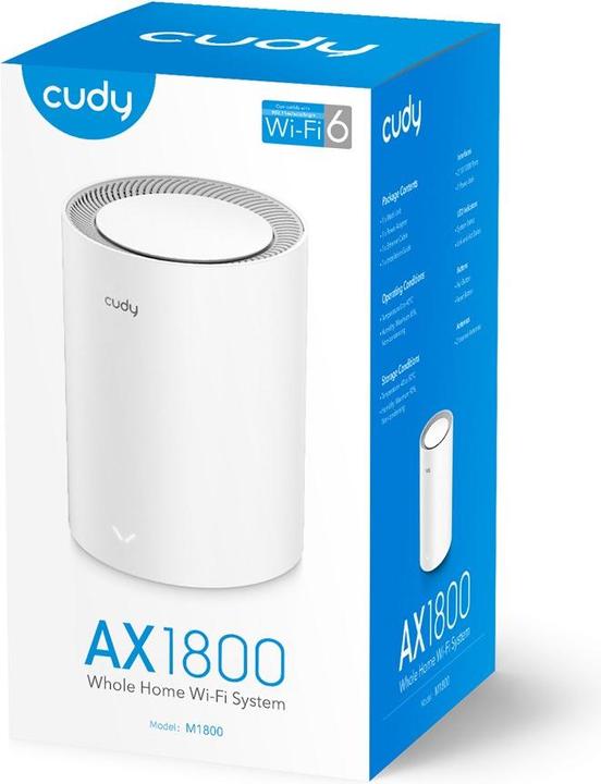Actual product image Cudy M1800 Dual-band ( / ) Wi-Fi 6 (802.11ax) White Internal