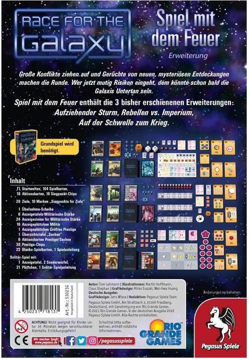 Actual product image Pegasus 53023G - Race for the Galaxy: Spiel mit dem Feuer, ab 12 Jahren (DE-Erweiterung 1-3) (German)
