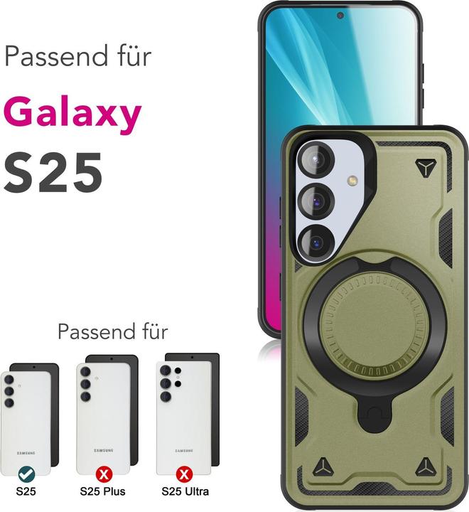 Produktbild Nalia Stormguard - Stossfeste Armor Ring Hülle für MagSafe - Military Kickstand Hardcase (Samsung Galaxy S25)