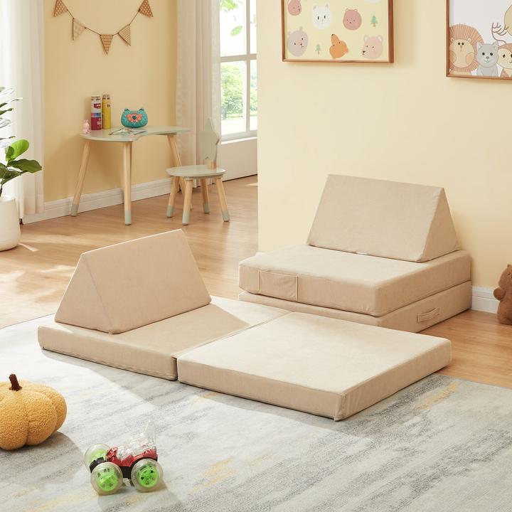 Produktbild En.Casa Spielsofa Norhulta 5-tlg. 120x66x46 cm Cord Beige (Kindersofa)