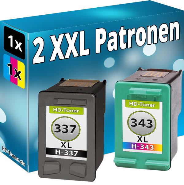 Actual product image Druckfuxx TINTE PATRONEN für HP 337+343 XL PhotoSmart C4180 D5160 BLACK SET