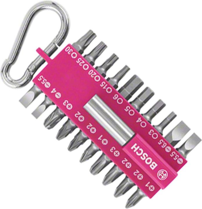 Produktbild Bosch Zubehör 21-teiliges Schrauberbit-Set mit Snap-hook, Pink (Innensechsrund TX M20, Innensechsrund TX M30, Innensechsrund TX M15, Innensechsrund TX M25, Kreuz Phillips PH M1, Kreuz Phillips PH M2, Kreuz Pozidriv PZ M1, Kreuz Pozidriv PZ M2, Kreuz Phillips PH M3, Kreuz Pozidriv PZ M3)