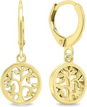 Brilio Silver - Gold-plated hoop earrings Tree of Life EA648Y
