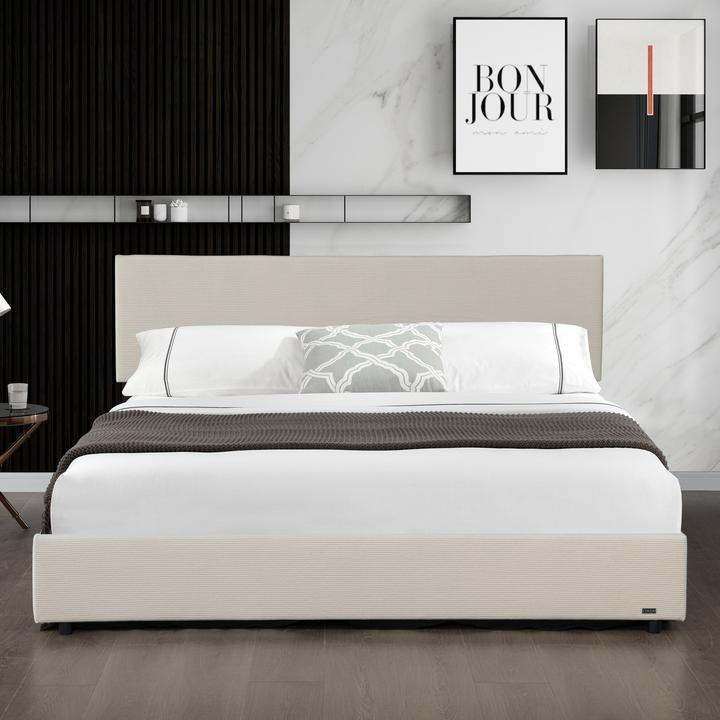 Produktbild Corium Polsterbett Juva mit Matratze und Bettkasten 160x200 cm Beige (160 x 200 cm)