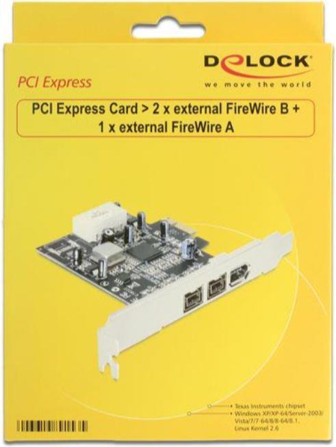 Image du produit Delock 89153, PCI-E x1 à 2x 1394B + 1x 1394A