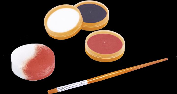 Actual product image Jovi Face Paint Scary 3 jars of 8 ml in white, red and black in hanging box. Including Make up sponge and