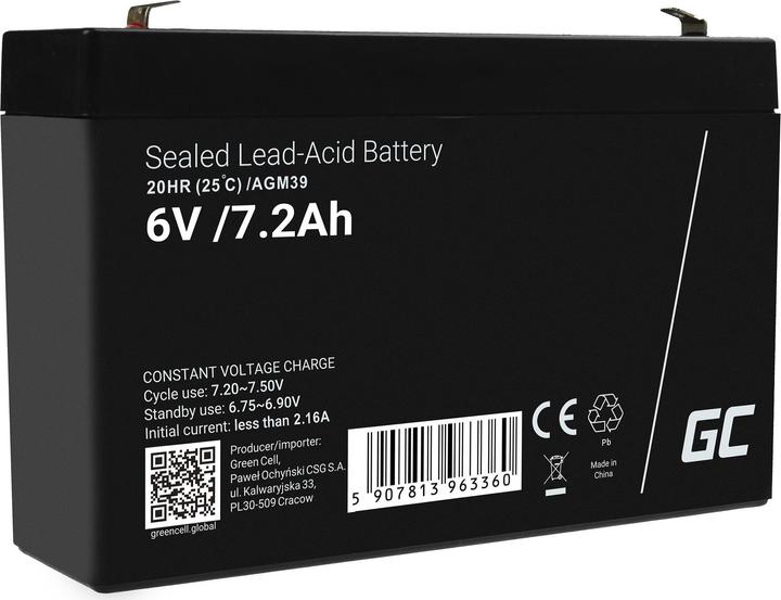 Actual product image GreenCell Battery AGM VRLA 6V 7.2Ah - Battery - 7,200 mAh (6 V, 7.20 Ah)