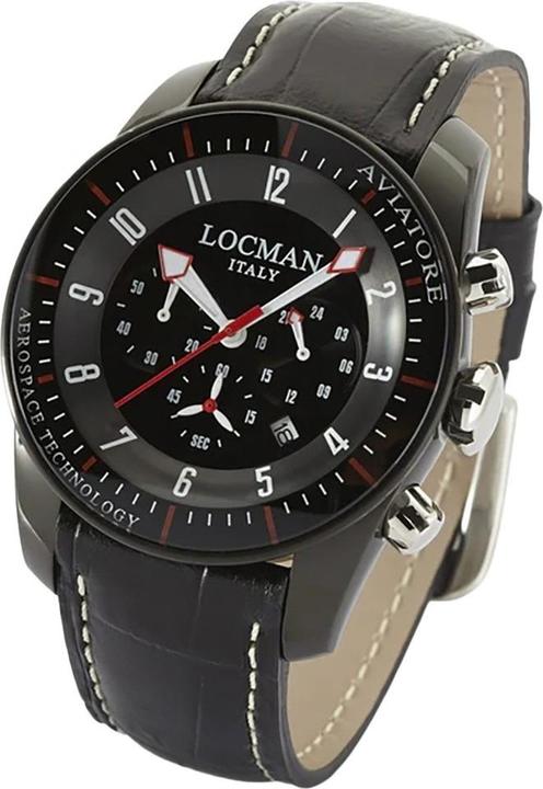 Immagine prodotto Locman Orologio da uomo Aviatore Chrono Acciaio PVD Ref: 0450BKBK (Cronografo, 44 mm)