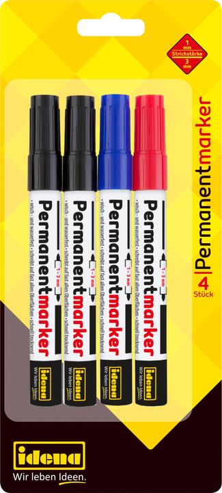 Produktbild Idena Permanentmarker 4er 1-3mm 3 Farben (Mehrfarbig, 3 mm, 4 x)